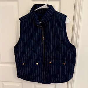 J. Crew Navy Striped Quilted Vest